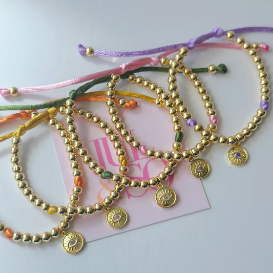 Evil Eye Beaded Charm Bracelet