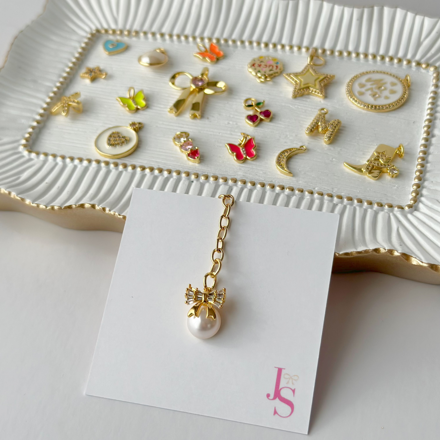 Bow Pearl Charm