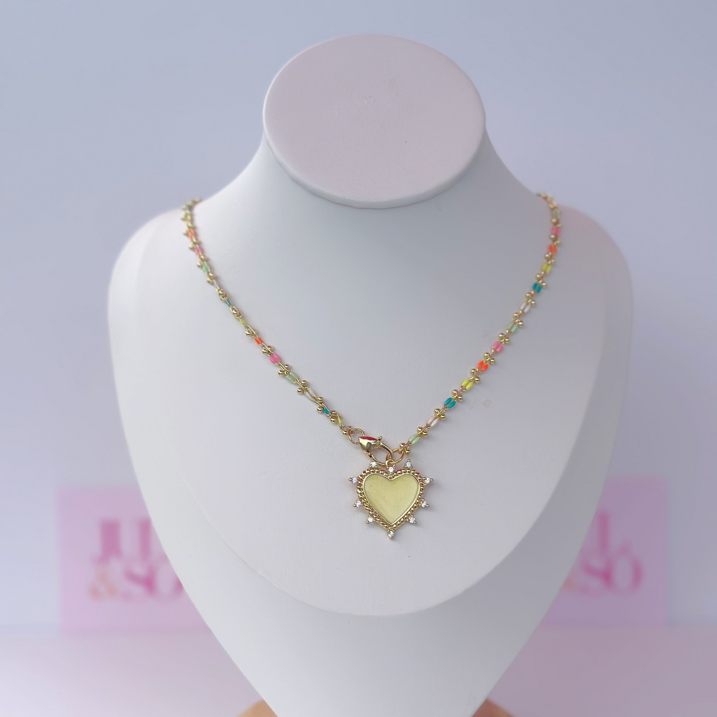 Neon Enamel Heart Necklace