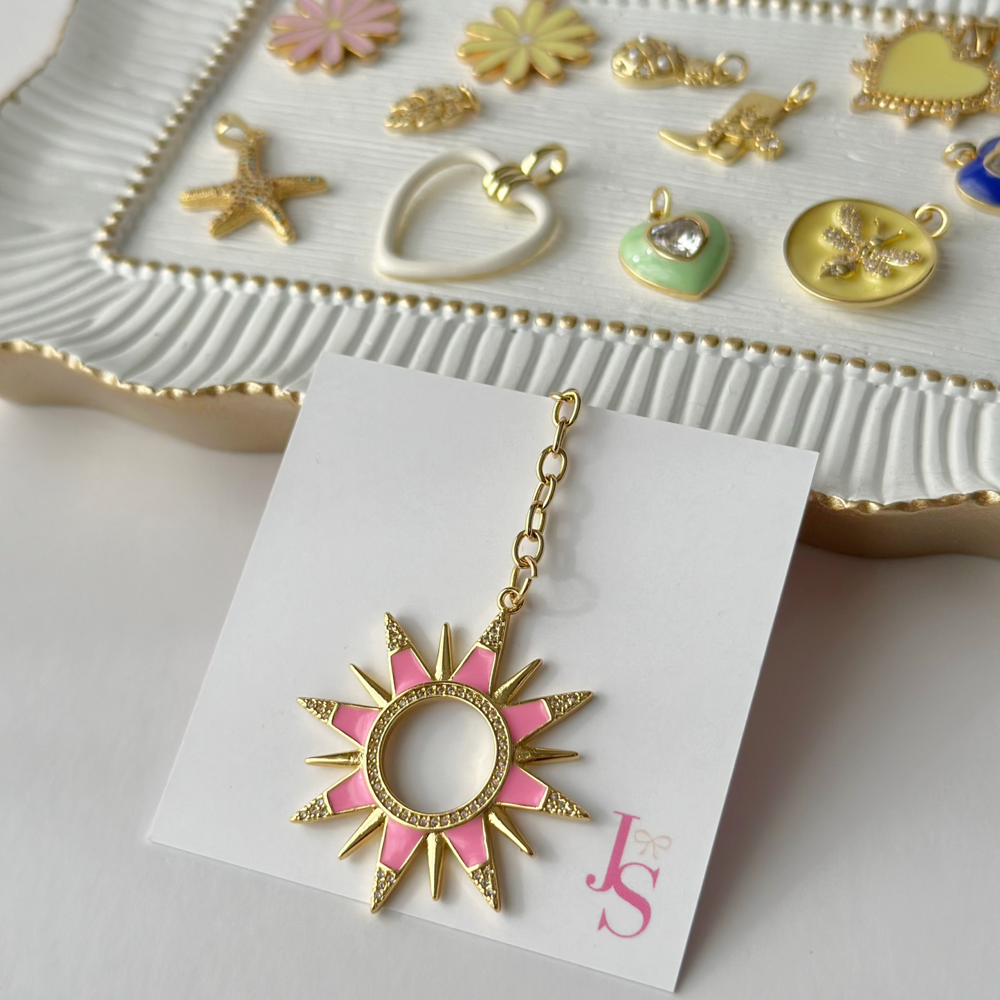 Pink Enamel Sun Necklace
