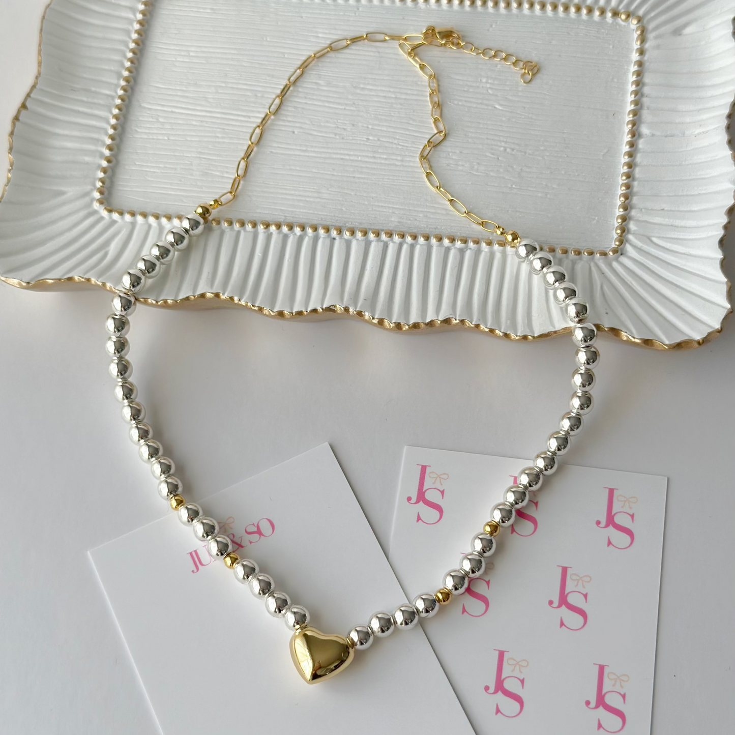 Mixed Metals Heart Necklace