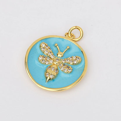 Wasp Crystal Round Charm