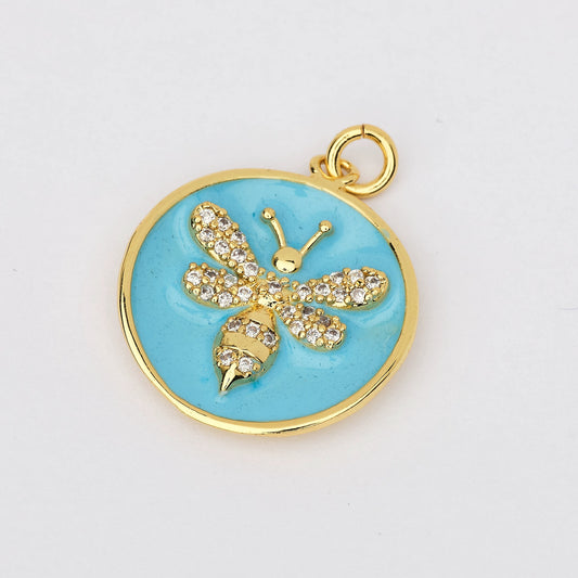 Wasp Crystal Round Charm