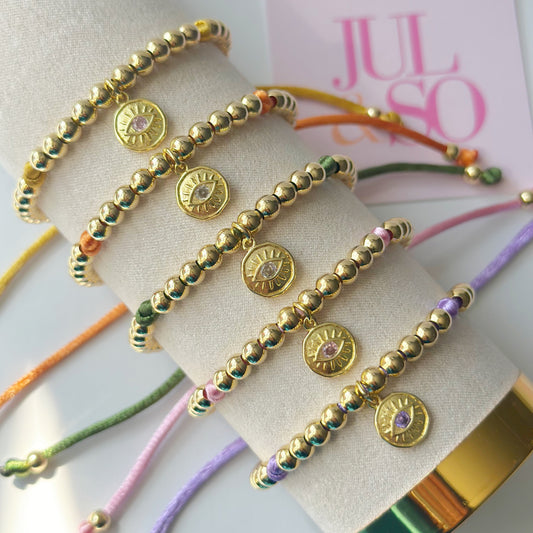 Evil Eye Beaded Charm Bracelet