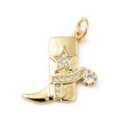 Gold Western Boot Charm