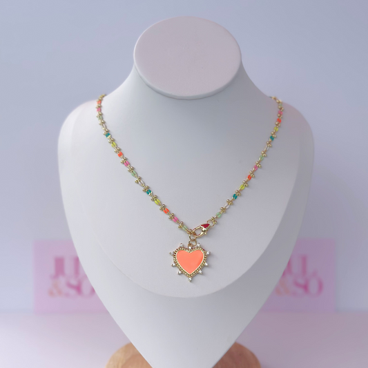 Neon Enamel Heart Necklace