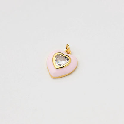 Enamel Crystal Heart Charm