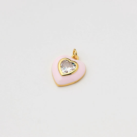 Enamel Crystal Heart Charm