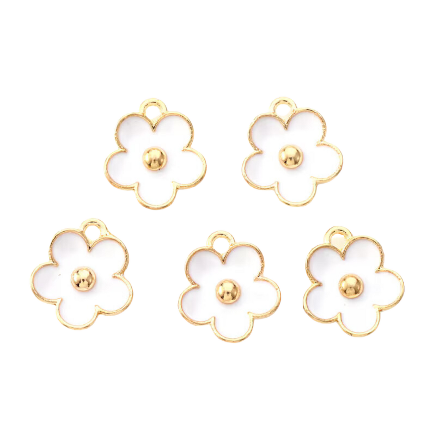 White Enamel Flower Charm