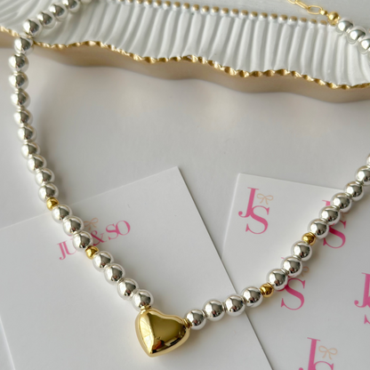 Mixed Metals Heart Necklace