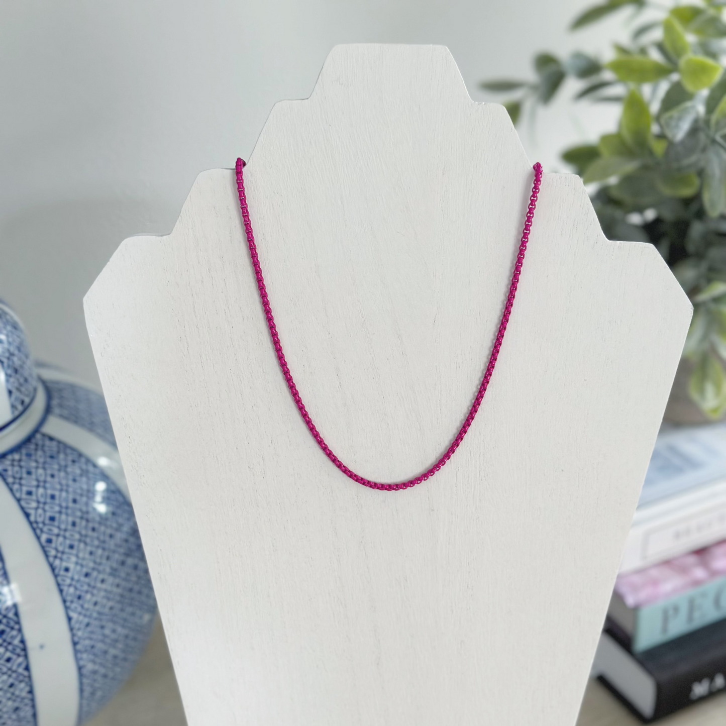 Pink Enamel Necklace